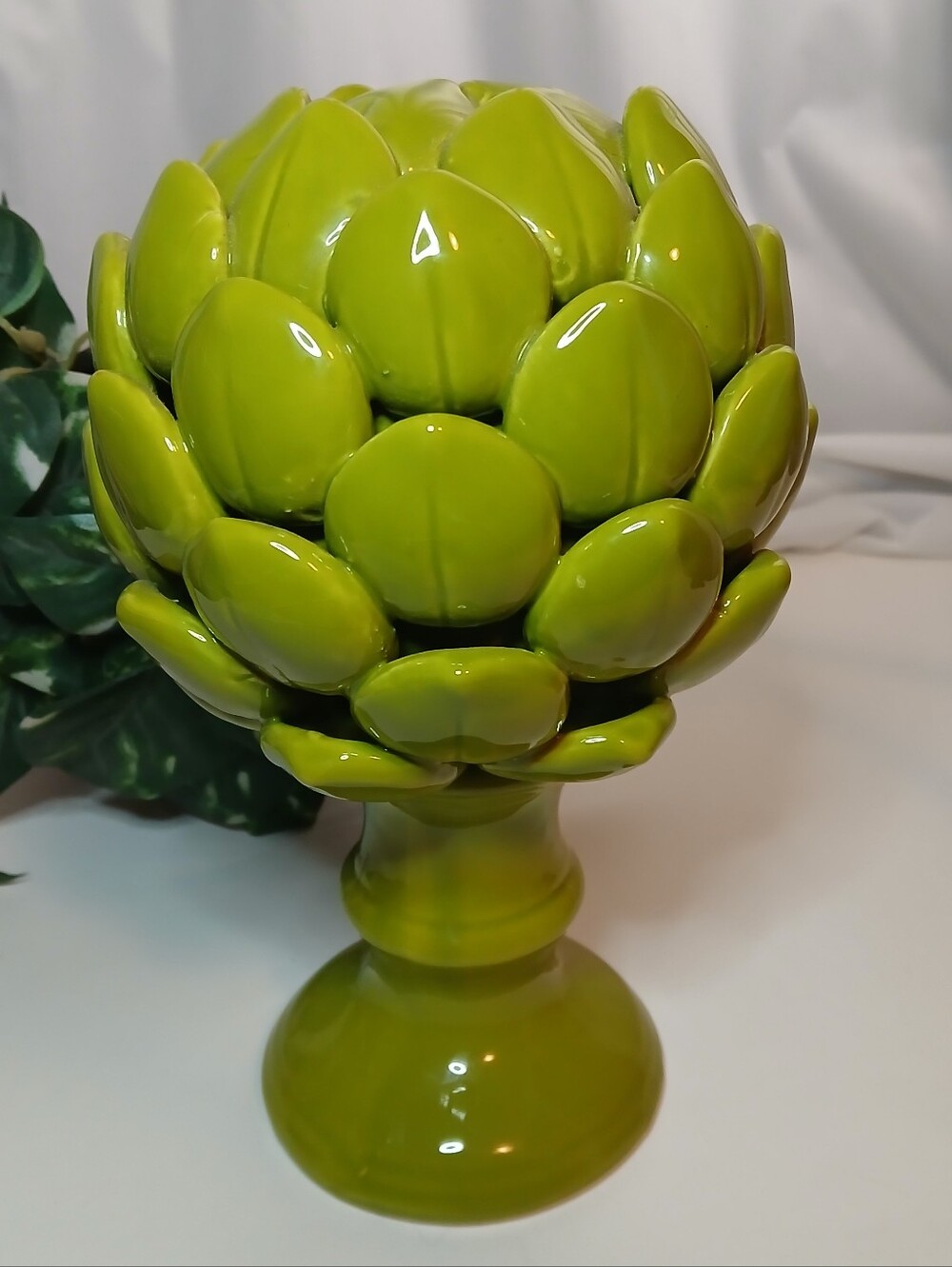 Ceramic Artichoke Deep Chartreuse Green Home Accent Table Top Decor